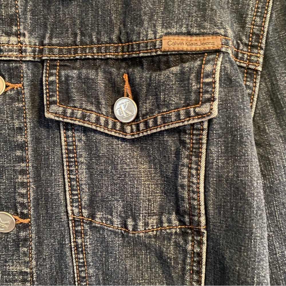 Calvin Klein Denim Jacket Size Large Like Dark Blue - Picture 4 of 9